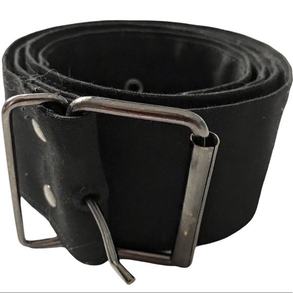 Accessories - Black Fabric Belt Gunmetal Buckle 43” length
